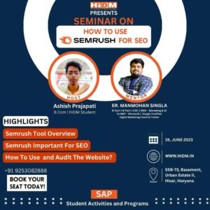 HiDM में SEO के लिए SemRush के उपयोग पर सेमिनार होगा 19 जून को