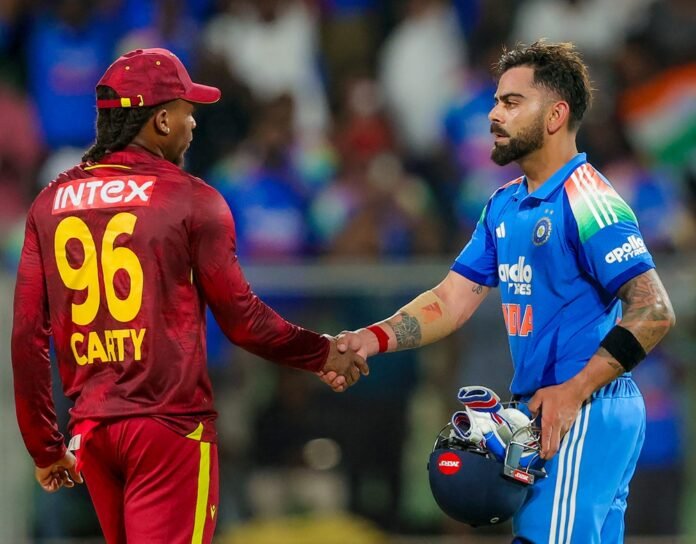 Thiruvananthapuram: India vs West Indies 1st ODI विराट कोहली का ऐतिहासिक शतक: 'लिस्ट-ए' क्रिकेट में सचिन तेंदुलकर के 60 शतकों की बराबरी, बनाए कई महा-रिकॉर्ड Virat Kohli Century